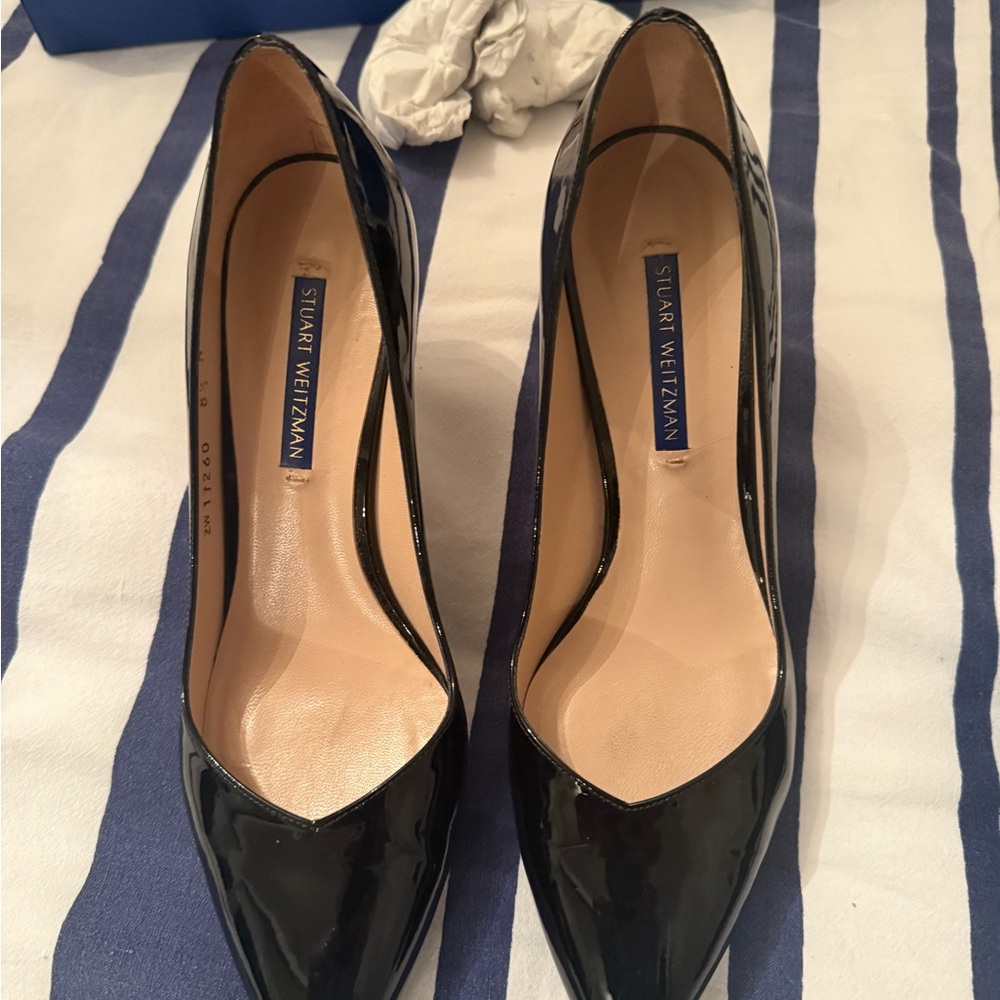Stuart Weitzman Black Patent Leather Pumps